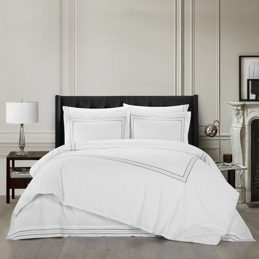 Chic Home Alexander 3 Piece Cotton Duvet Cover Set Grey