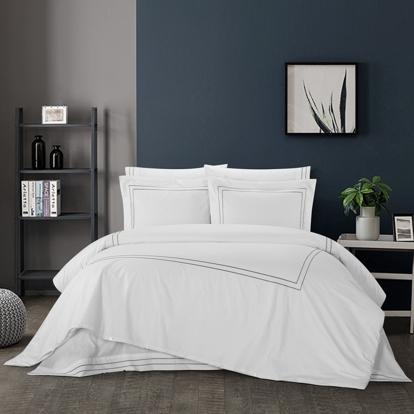 Chic Home Alford 3 Piece Cotton Duvet Cover Set Grey