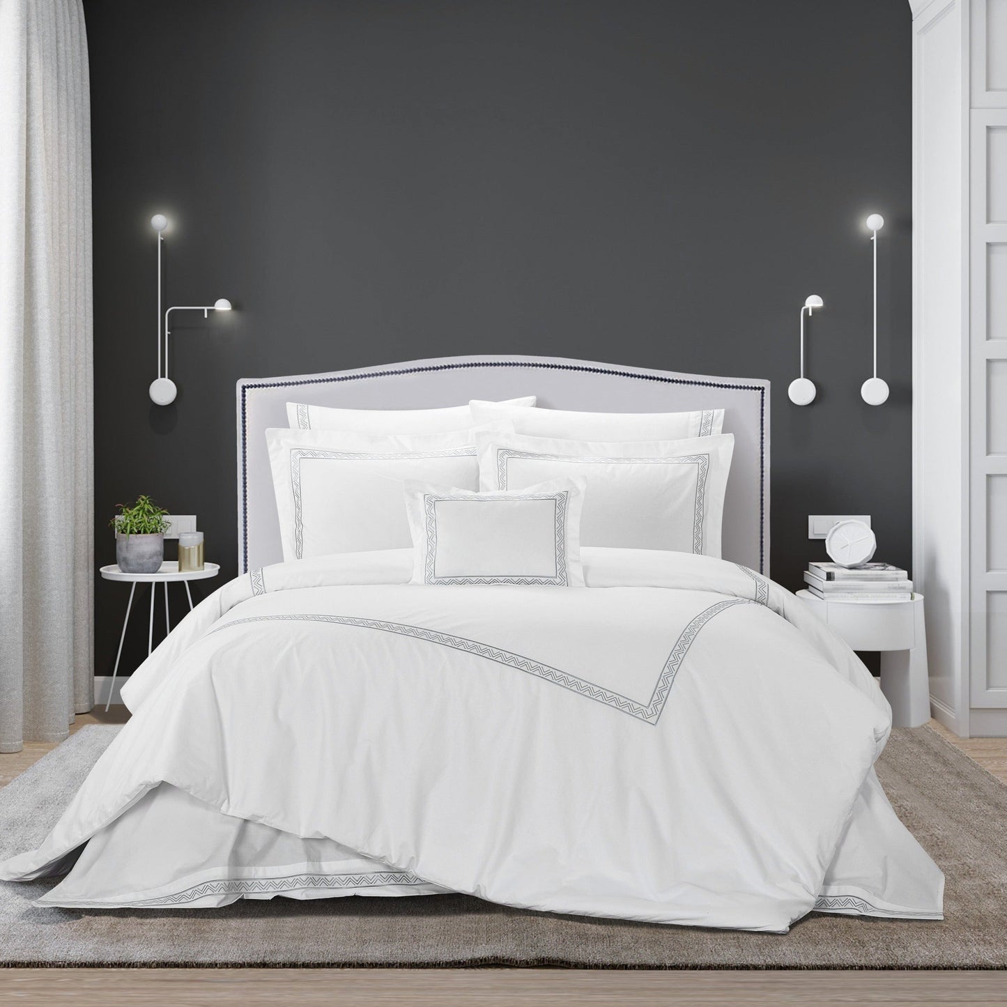 Chic Home Crete 4 Piece Cotton Comforter Set-Grey