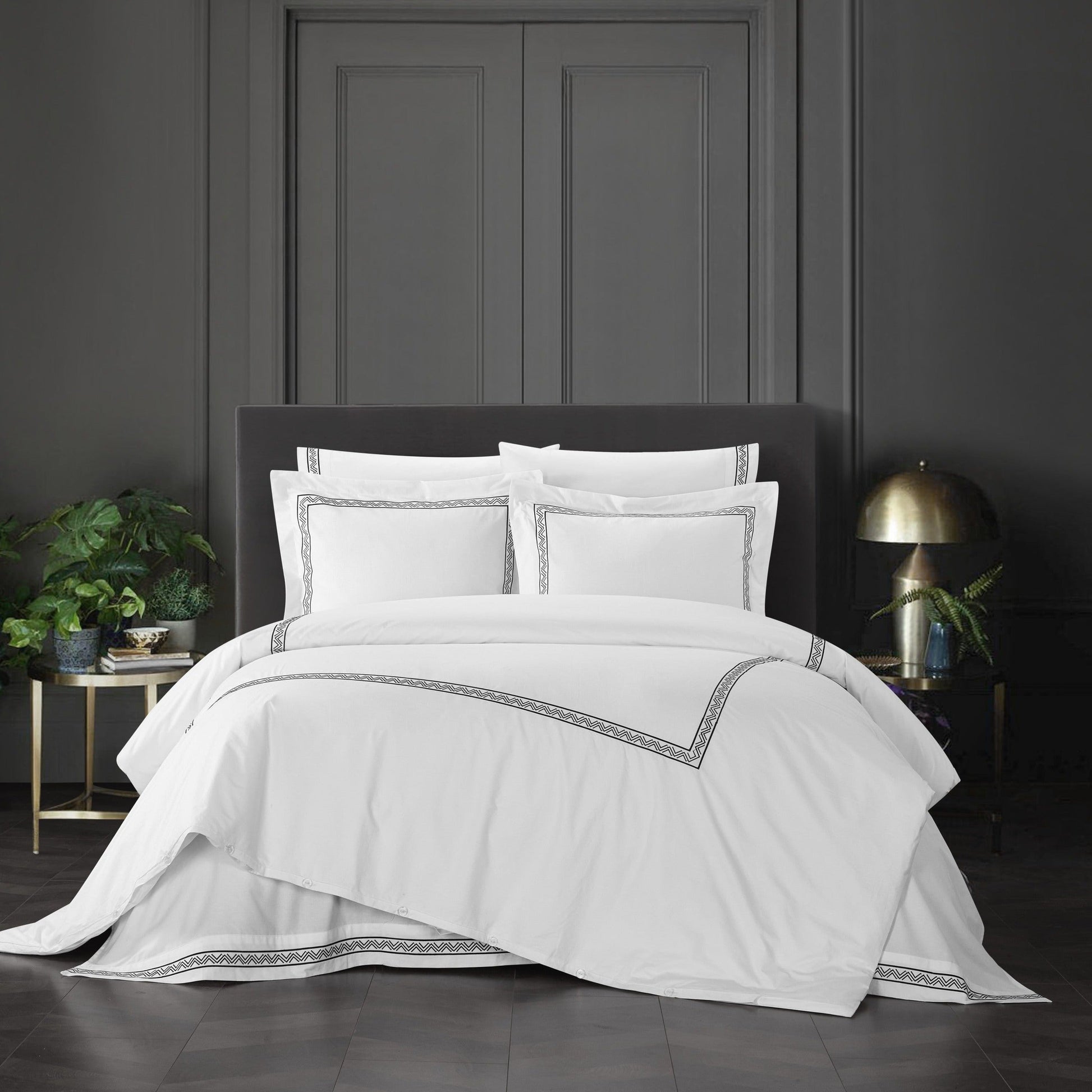 Chic Home Ella 3 Piece Cotton Duvet Cover Set-Black