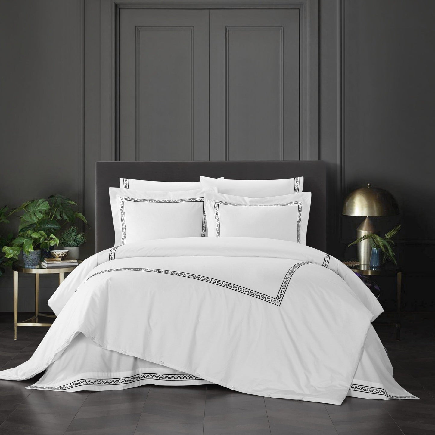 Chic Home Ella 7 Piece Cotton Duvet Cover Set-Black