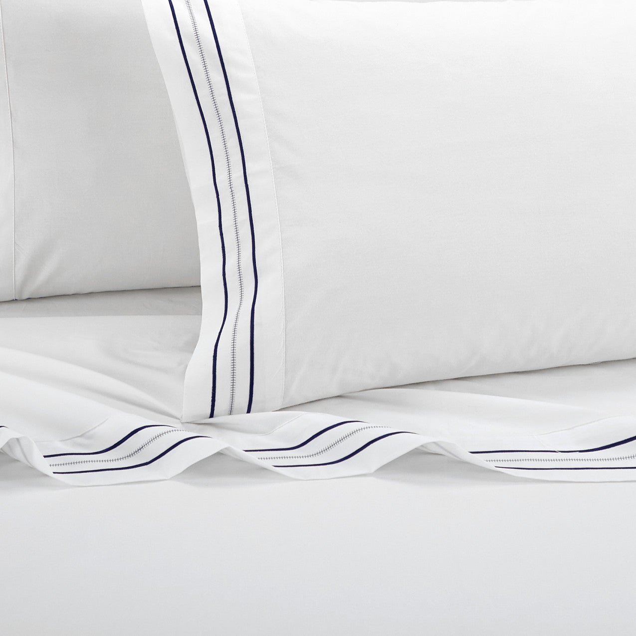 Chic Home Freya 4 Piece Embroidered Cotton Sheet Set Blue