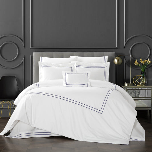 Chic Home Santorini 8 Piece Cotton Comforter Set-Navy